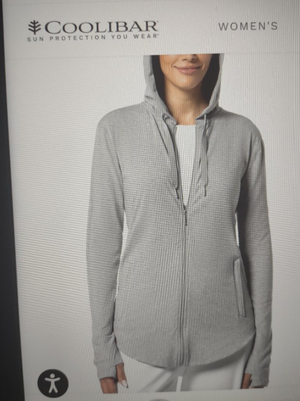 Coolibar Lumaleo zip up hoodie - NWT - size L - UPF 50 - color oatmeal gray - Picture 4 of 6